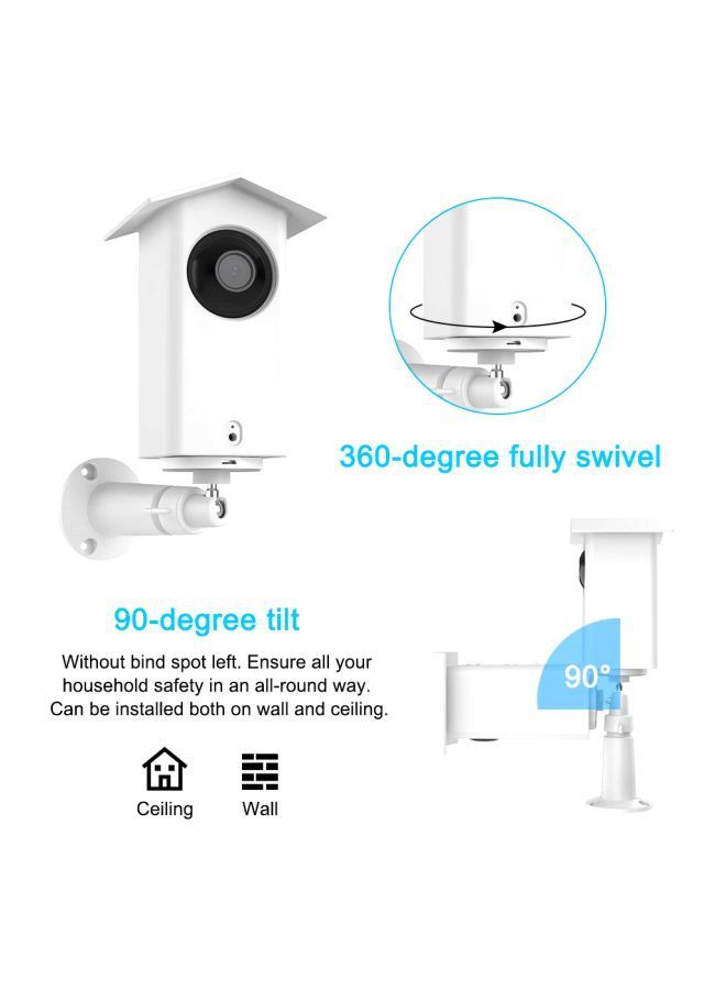 NIBEMINENT 360 Degree Metal Wall Mount Bracket For Wyze Cam White  - Image 5