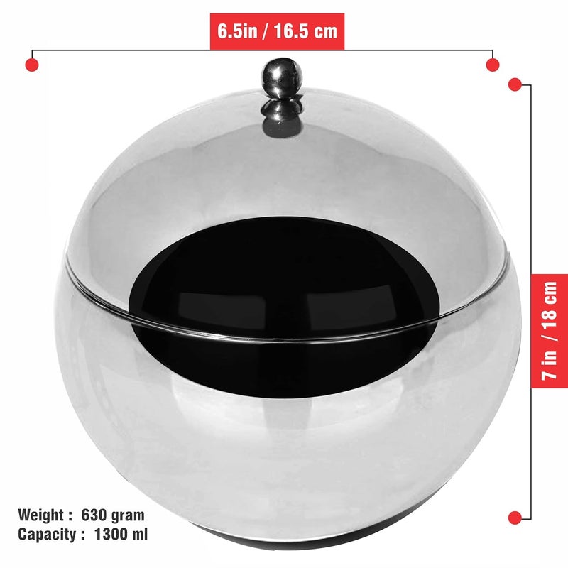 Pure Source India Stainless Steel Insulated Double Walled Plain Ice Bucket with Lid Ice Tonge for Home Bar Accessories Mini Bar 1300 ML Round - Image 5