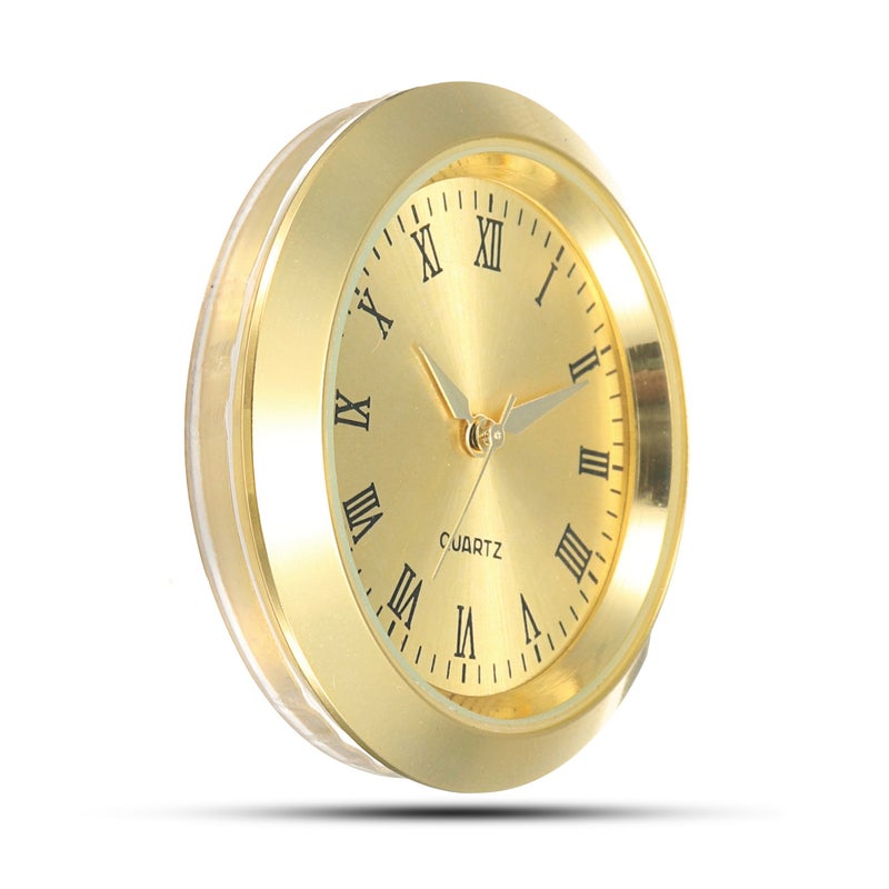 ShoppeWatch Mini Clock Insert 1 7/16" (35mm) Quartz Movement | Miniature Clock Face Insert | Small Round Fit Up Gold Tone Dial and Bezel Roman Numerals CK085GD - Image 4