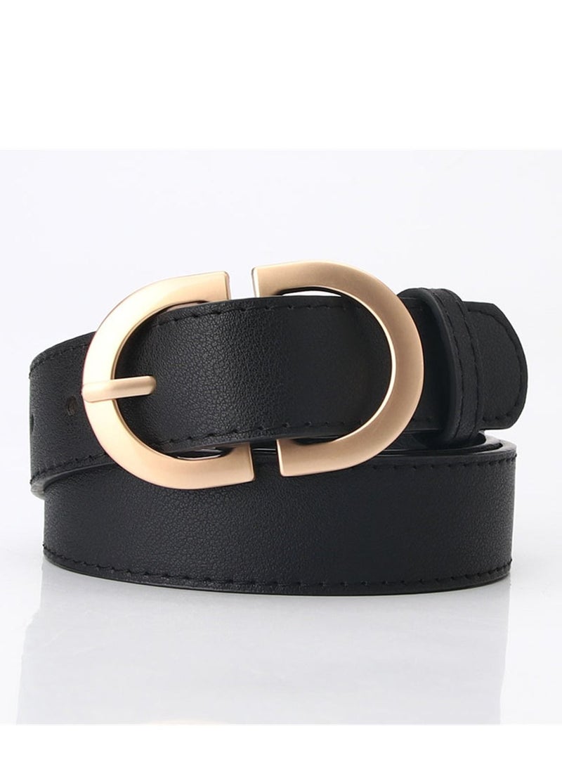 Loquat Ladies With A Jacket Simple Waist PU Leather Belt 105cm Black