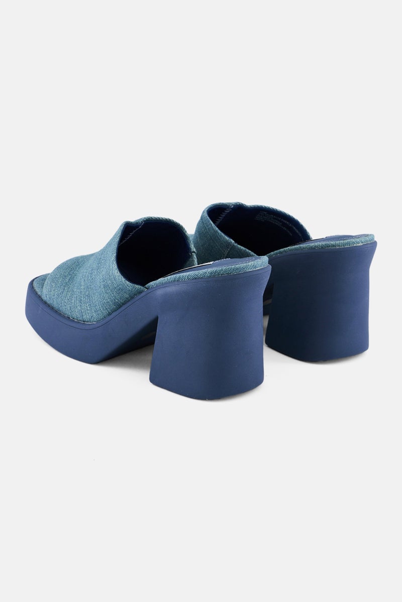 STEVE MADDEN صنادل كين للنساء بكعب كتلة، أزرق دنيم - Image 2