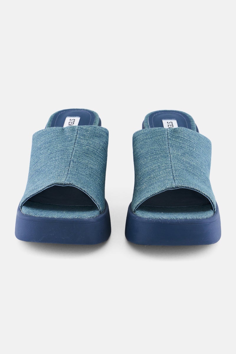 STEVE MADDEN صنادل كين للنساء بكعب كتلة، أزرق دنيم - Image 3