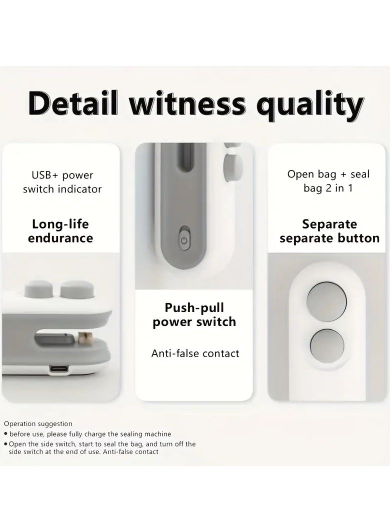 جلوسكي المحمولة اليدوية حقيبة الختم - USB القابلة لإعادة الشحن، أداة المطبخ المدمجة للوجبات الخفيفة الطازجة وتخزين الأغذية - Image 2
