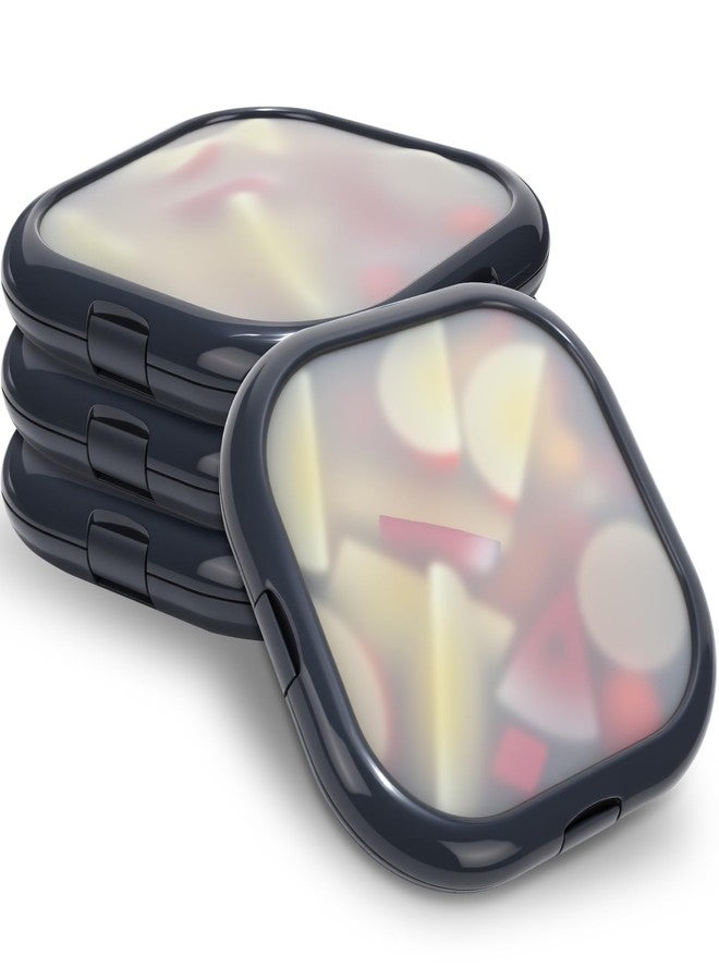 Nuogo 4 Pcs Silicone Fruit Storage Box Anti-oxidation Avocado Saver Storage Tomato Pod Vegetable Saver Reusable for Fridge Garlic Lemons Potatoes (Black,7.9 x 7.9 x 1.4 Inches) - Image 1