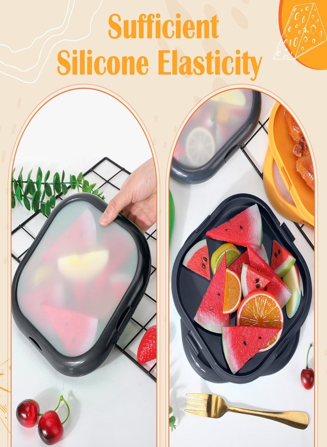 Nuogo 4 Pcs Silicone Fruit Storage Box Anti-oxidation Avocado Saver Storage Tomato Pod Vegetable Saver Reusable for Fridge Garlic Lemons Potatoes (Black,7.9 x 7.9 x 1.4 Inches) - Image 4