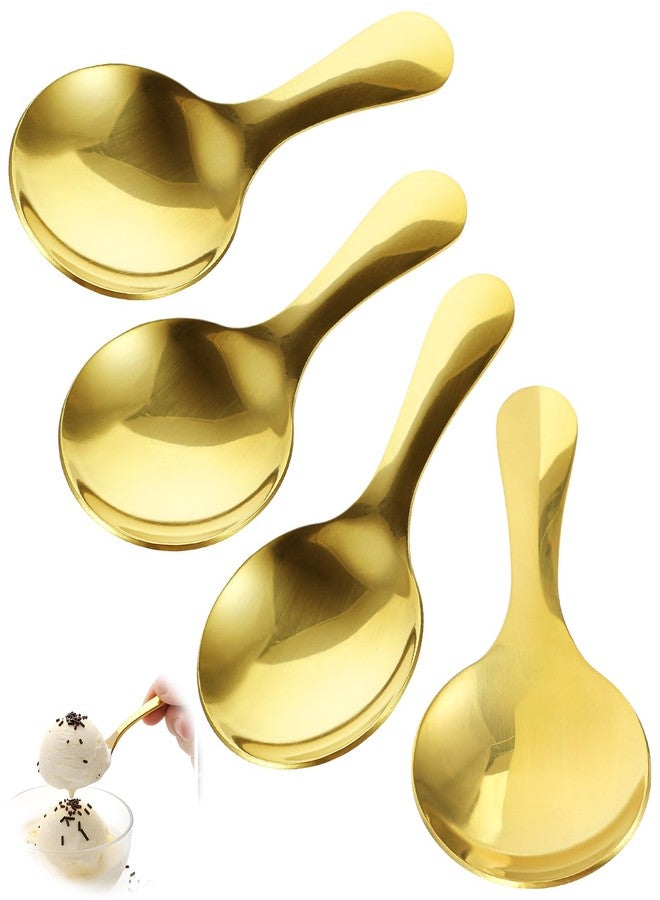 Thrymme 4 Pcs Small Gold Scoops for Candy, Gold Scoops for Jars Mini Scoop for Sugar, Jars, Ice Cream, Coffee & Buffet, 1.5 Teaspoon - Image 1