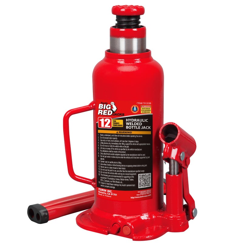 BIG RED 12 Ton (24,000 LBs) Torin Welded Hydraulic Car Bottle Jack for Auto Repair and House Lift, Red, TAM91203B - Image 1
