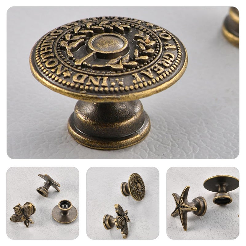 Vintage Sea Creature Cabinet Knobs 10pcs Antique Green Bronze Dresser Pulls For Wardrobe Drawer - Image 4
