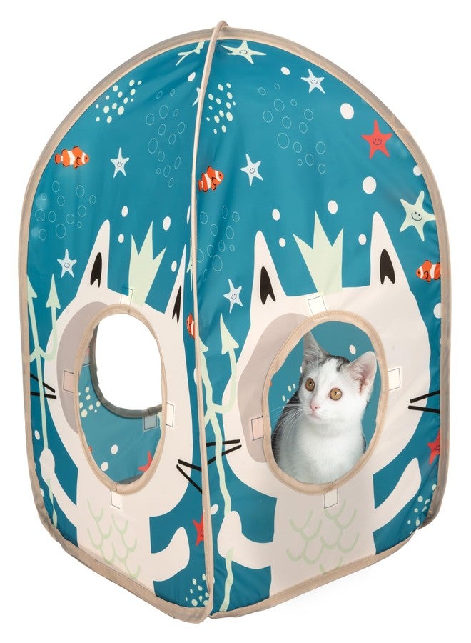 Kitty City Ocean-Themed Cat Play Furniture Set, Collapsible Pop-Up Cat Toys Combo with Cube, Tunnel & House, Indoor Cat Playground for Play, Hiding & Lounging - Image 3