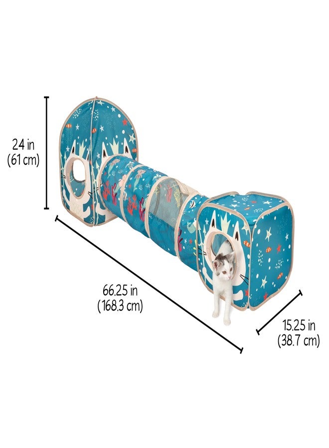 Kitty City Ocean-Themed Cat Play Furniture Set, Collapsible Pop-Up Cat Toys Combo with Cube, Tunnel & House, Indoor Cat Playground for Play, Hiding & Lounging - Image 5