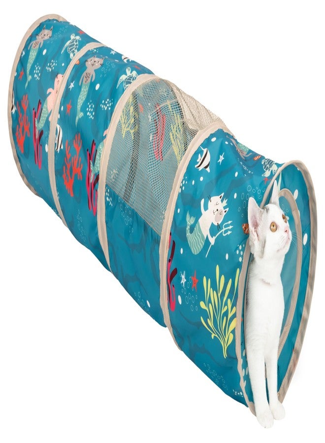 Kitty City Ocean-Themed Cat Play Furniture Set, Collapsible Pop-Up Cat Toys Combo with Cube, Tunnel & House, Indoor Cat Playground for Play, Hiding & Lounging - Image 4