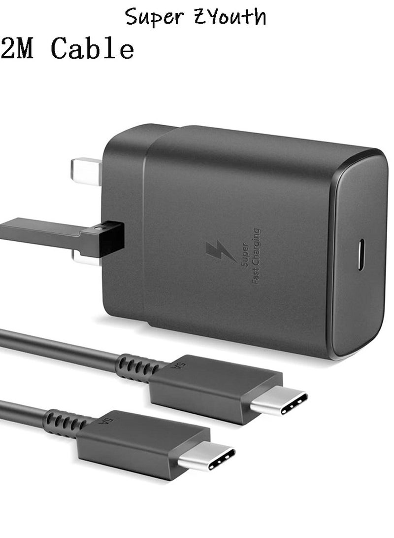 Super ZYouth 45W 2M PD Fast Charger for Samsung Galaxy S23 Ultra/S23+/S22 Ultra/S21/A54/A53, 5A Type-C Cable Included (UK Plug, Saudi Certified)  - Image 1