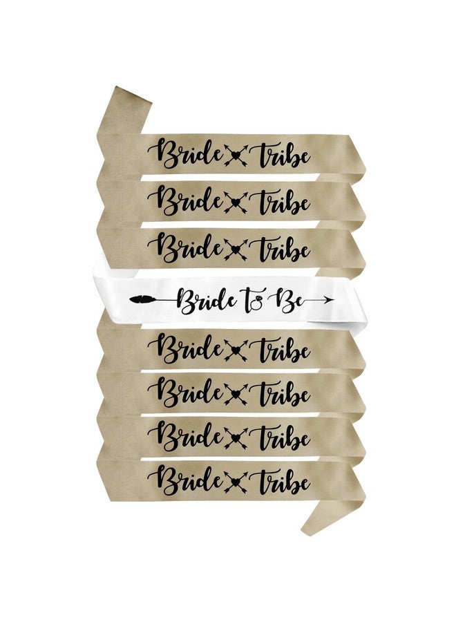 Bachelorettesy Bride Tribe Bridesmaids Sashes 8 Pack Satin Bachelorette Sashes For Bridal Shower Decorations Bachelorette Party Decorations Bachelorette Party Favors Girls' Night Out Champagne - Image 1