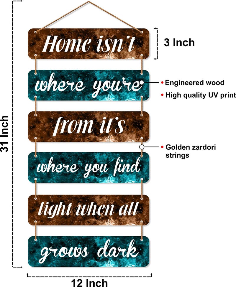 CVANU Home Isn't Where Floral Printed Wooden Wall Hanging Board Plaque Sign for Room Decoration Item for Home Decor, Multicolor (31inch x 12 inch) - Image 4