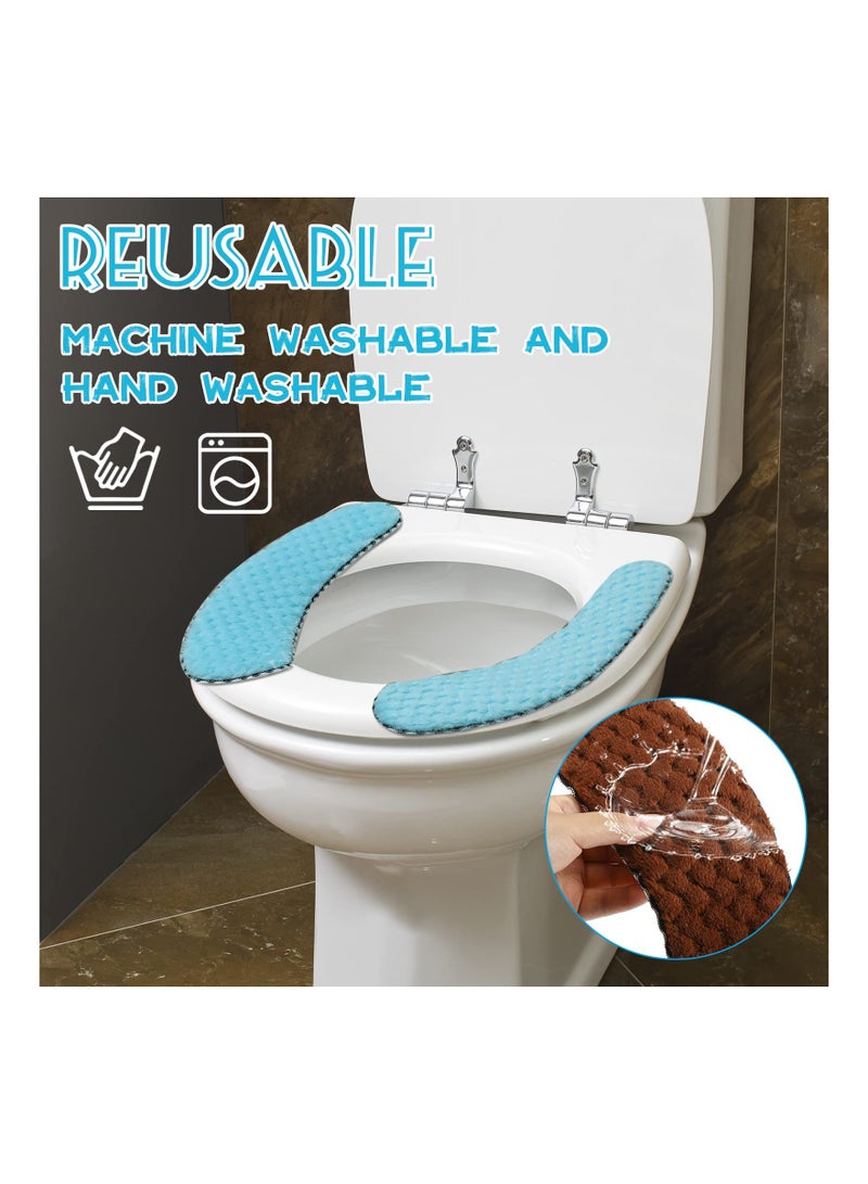 SOLARAE Washable Toilet Seat Covers Mat, Thick Padded Warm Plush Toilet Seat Cushion, with Self Adhesive Tape for Bathroom Non Slip Soft Toilet Cover Home Bathroom Supplies, for Dormitory, School(4 Pairs) - Image 2