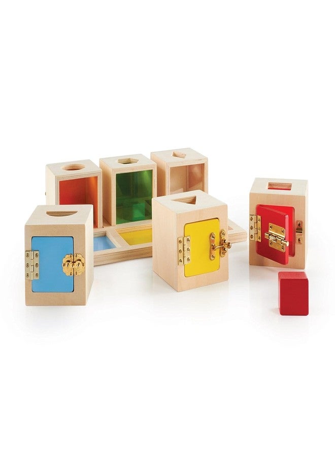 Guidecraft Peekaboo Lock Boxes with Storage Tray: Sorting & Stacking Toy for Children - Kids Early Learning , Multi-colored Wooden Educational Toddler Toy - Image 5