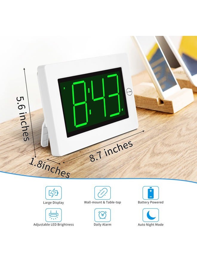 KWANWA LED Digital Clock, Alarm Clock, Wall Clock, 3" LED Digit Display, Adjustable Brightness, Auto Night Mode, Auto Alarm Volume Increasing, Wall-Mount & Table-top, Alarm Clock for Bedroom - Image 2