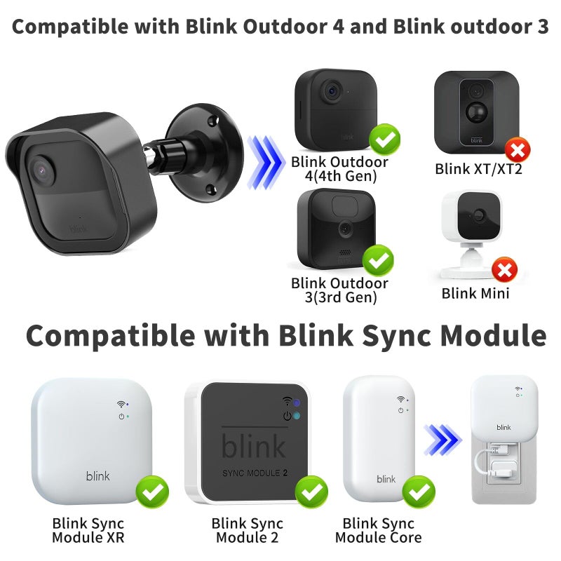 Pefecon Camera Mount for Blink Outdoor 4 (4th Gen) and Blink Outdoor (3rd Gen), 5 Pack Weatherproof Protective Housing and 360 Degree Adjustable Mount with Sync Module Mount - Image 2