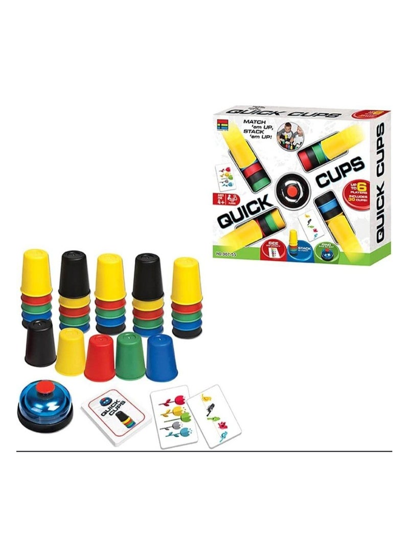 العاب الاكواب السريعة للاطفال و الكبار لتنميه سرعه البديهه، العاب تكديس الاكواب لعبة تفاعلية للوالدين مع 24 تحدي للصور، 30 كوب تكديس، 1 جرس، مجموعة مكعبات كلاسيكية سريعة للاولاد والبنات والمراهقين والبالغين - Image 1