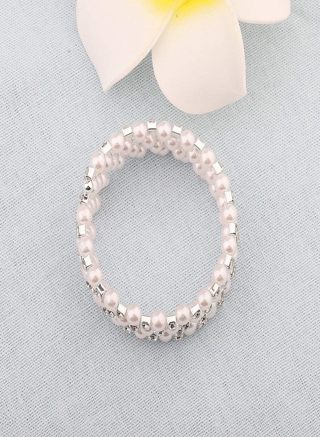 bobauna Multilayer Pearl Rhinestone Wrap Cuff Bracelet Wedding Party Jewelry Gift For Bridal Bridesmaid (multilayer pearl bracelet) - Image 4