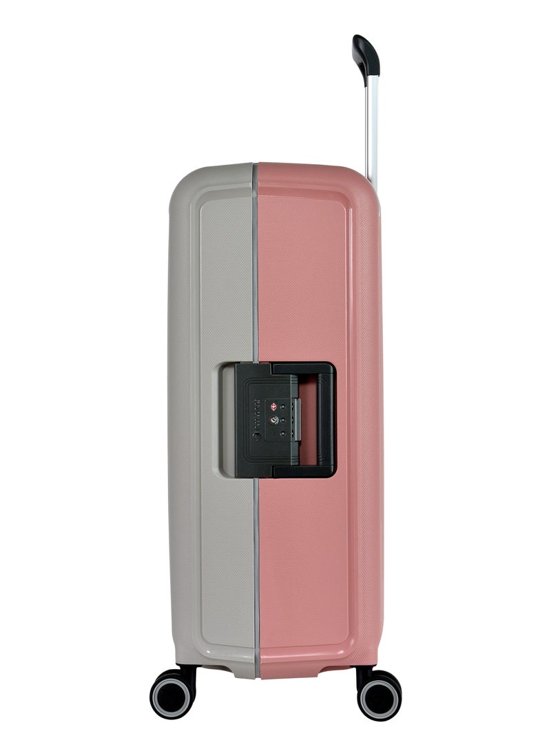 eminent Vertica Hard Case Luggage Trolley Polypropylene Lightweight 4 Quiet Double Spinner Wheels With Tsa Lock B0006M Grey Pink  - Image 3