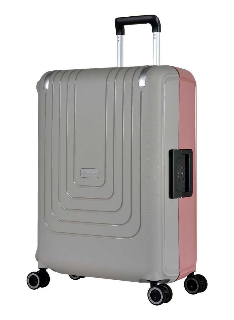 eminent Vertica Hard Case Luggage Trolley Polypropylene Lightweight 4 Quiet Double Spinner Wheels With Tsa Lock B0006M Grey Pink  - Image 1