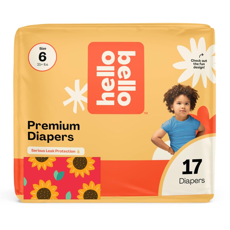 Hello Bello Diapers  Size 6 (35 Lbs) Flower Child  17 Count Of Premium Disposable Baby Diapers  Hypoallergenic With Soft  Cloth-Like Feel - Image 1