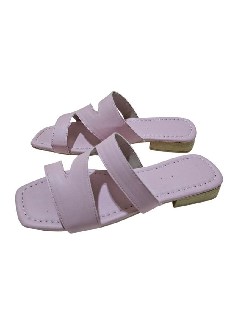 Karisma Flat Squared Toe Slippers With Three Strap Cut Design - Image 2