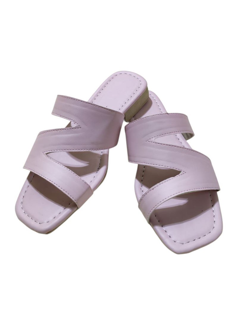 Karisma Flat Squared Toe Slippers With Three Strap Cut Design - Image 1