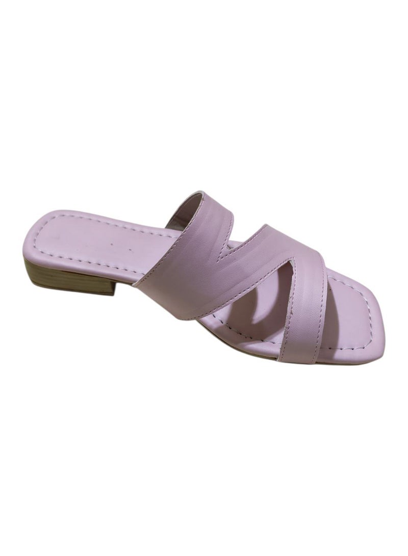 Karisma Flat Squared Toe Slippers With Three Strap Cut Design - Image 3