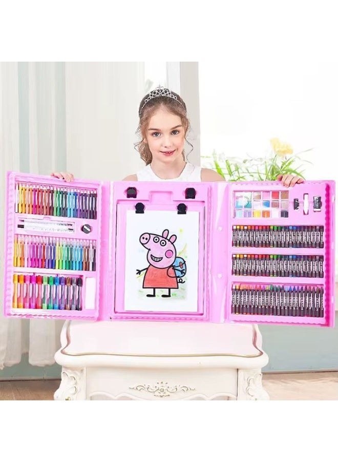 OKIKI 208 PCS Art Supplies, BRAND Drawing Art Kit for Kids Adults Art Set with Double Sided Trifold Easel, Oil Pastels, Crayons (PINK) - Image 2