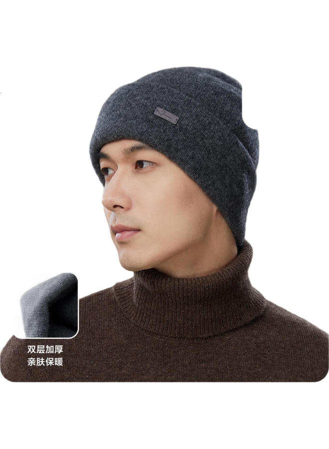 JIUMU Cashmere Hat For Men, Autumn And Winter Wool Warm Knit Cap, Men'S Winter Hat, Knitted Beanie, Cold-Proof Ear-Covering Hat For Winter - Image 2