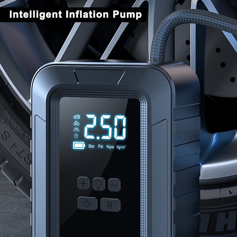 Portable Car Air Pump 150PSI Cordless Air Compressor Handheld Electric Tire Inflator with LED Light Support Auto-Off Function for Car Motorcycle Bicycle Tires Balls - Image 4
