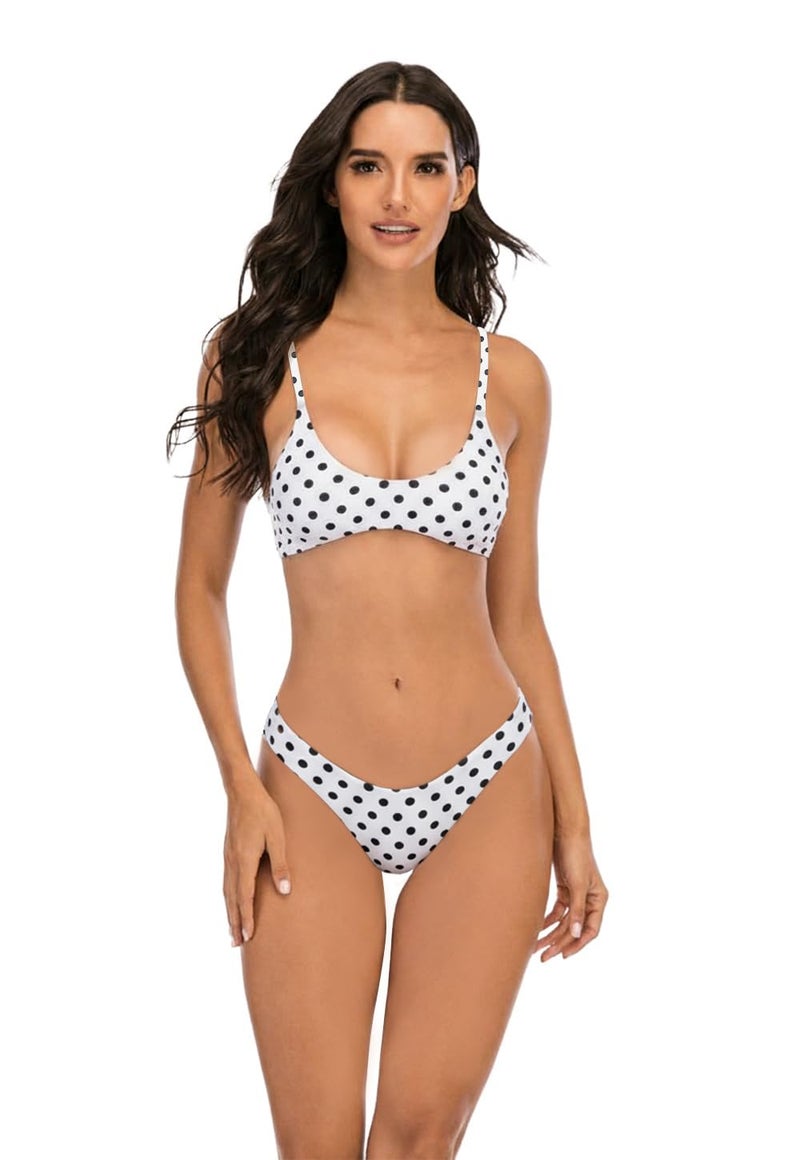 SherryDC Women's Solid Scoop Neck Push Up Padded Brazilian Thong Bikini Swimsuit - Image 2