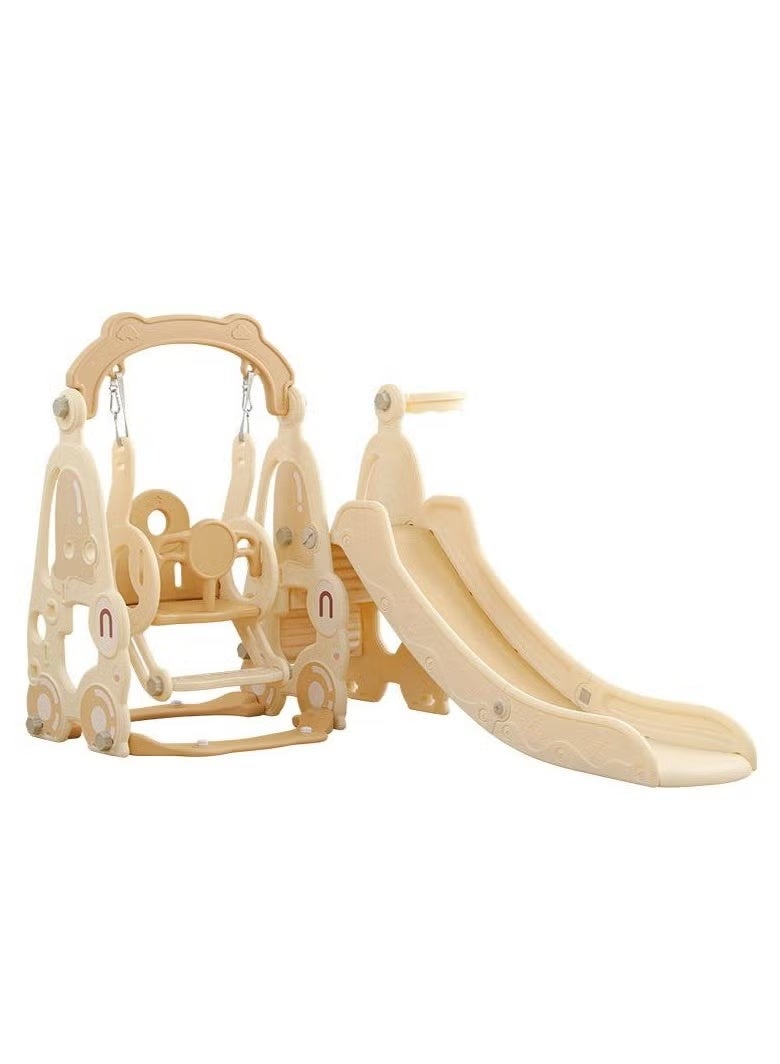 فول جوي مجموعة زحليقة وأرجوحة مع حلقة كرة سلة 3*1 للأطفال،مجموعة ملعب داخلي وخارجي للأطفال الصغار،مجموعة ألعاب تسلق للأطفال - Image 1