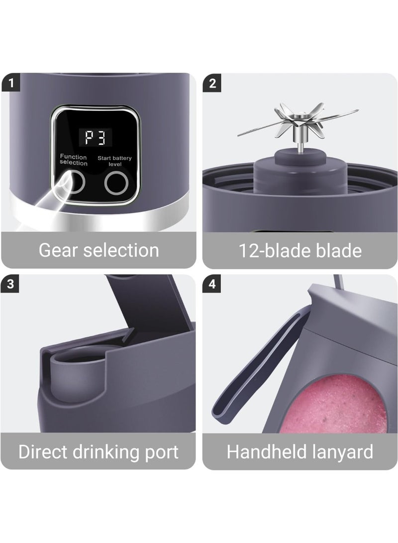 Bukela Juicer, Portable Charging Mini Juice Cup Three-speed settings, digital display 12-blade system, 450ml capacity Easy-clean design, ideal travel companion Enjoy fresh juice anytime, anywhere - Image 3