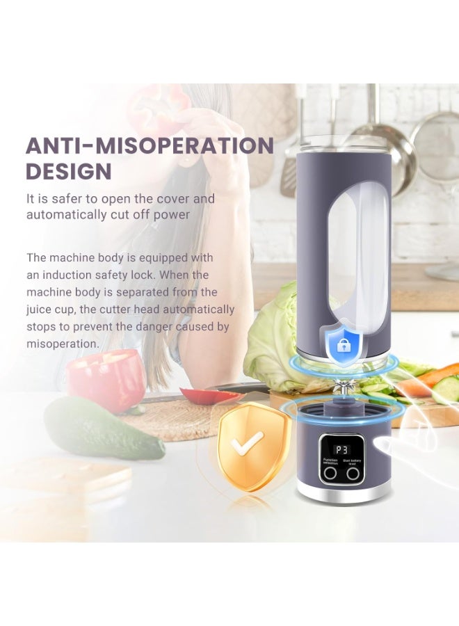 Bukela Juicer, Portable Charging Mini Juice Cup Three-speed settings, digital display 12-blade system, 450ml capacity Easy-clean design, ideal travel companion Enjoy fresh juice anytime, anywhere - Image 4