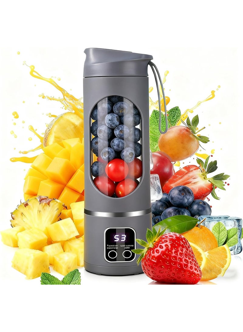 Bukela Juicer, Portable Charging Mini Juice Cup Three-speed settings, digital display 12-blade system, 450ml capacity Easy-clean design, ideal travel companion Enjoy fresh juice anytime, anywhere - Image 1