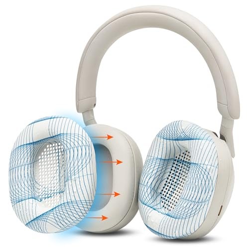 WC SweatZ XM5 Patented Earpad Sweat Covers for Sony WH1000XM5 by Wicked Cushions Full 360 Earpad Protection Sweatproof Easily Washable Ivory Tide - Image 1
