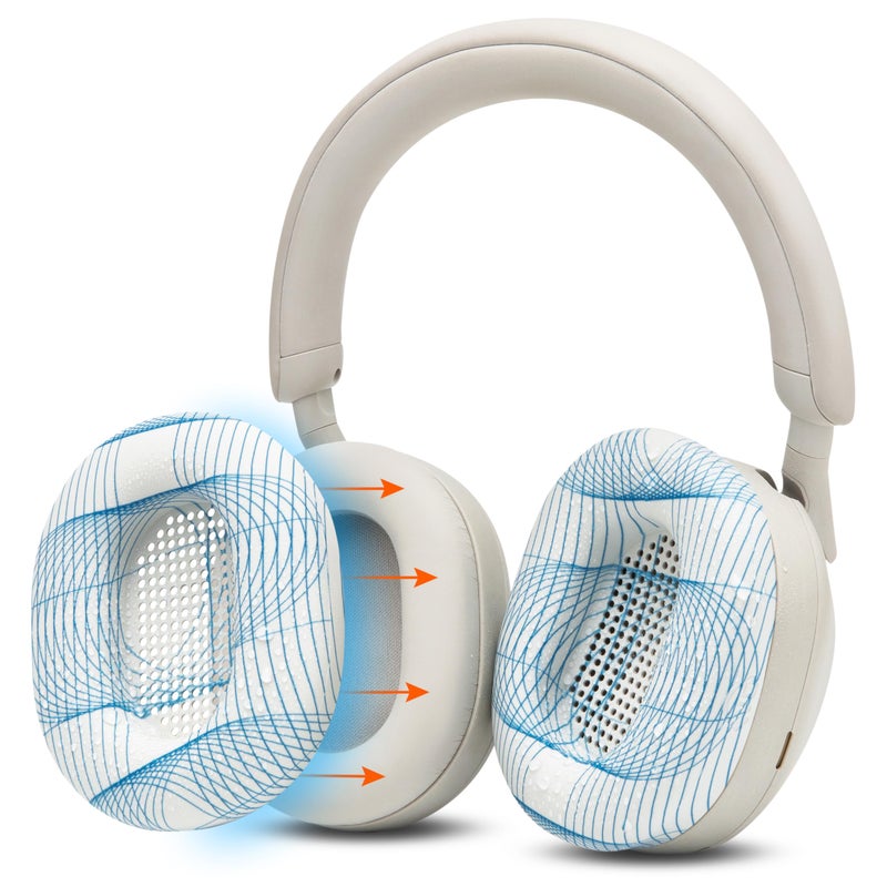 WC SweatZ XM5 Patented Earpad Sweat Covers for Sony WH1000XM5 by Wicked Cushions Full 360 Earpad Protection Sweatproof Easily Washable Ivory Tide - Image 2