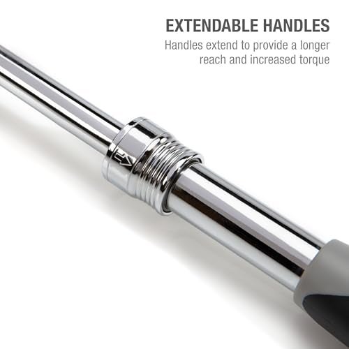 Steelman Pro 1/2-inch Drive 72-Tooth Extendable Flex-Head Ratchet (13.5-19-Inch Length), Heat-Treated Chrome-Vanadium Steel, Quick Release, Comfort Grip, Ideal for Auto Mechanics/Confined Spaces - Image 3
