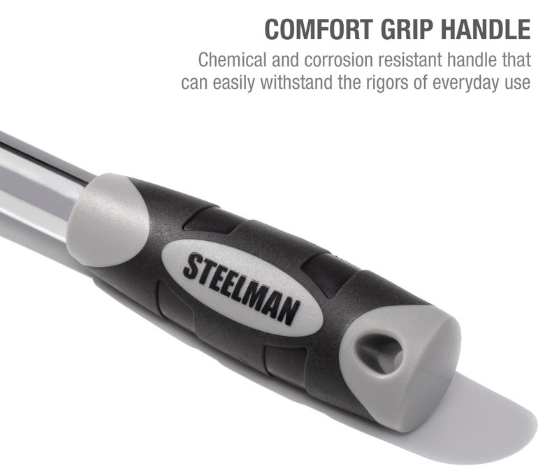 Steelman Pro 1/2-inch Drive 72-Tooth Extendable Flex-Head Ratchet (13.5-19-Inch Length), Heat-Treated Chrome-Vanadium Steel, Quick Release, Comfort Grip, Ideal for Auto Mechanics/Confined Spaces - Image 5