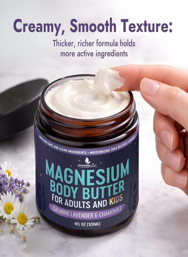 essentiallybased Magnesium Butter for Adults & Kids 4oz - Natural Magnesium Lotion for Sleep - Topical Cream for Leg Cramps - Muscle Relaxation Cream with Shea Butter & Vitamin E - Image 4
