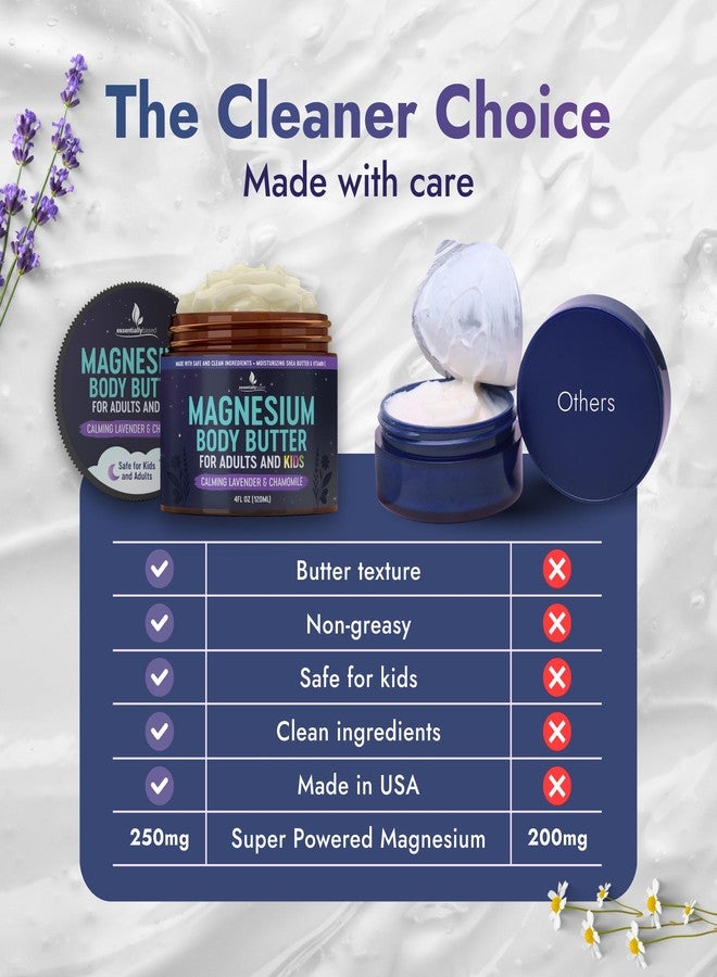 essentiallybased Magnesium Butter for Adults & Kids 4oz - Natural Magnesium Lotion for Sleep - Topical Cream for Leg Cramps - Muscle Relaxation Cream with Shea Butter & Vitamin E - Image 3