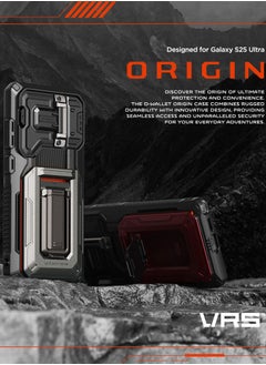 VRS Design D-Wallet Origin Samsung Galaxy S25 ULTRA Case Cover Wallet with Semi Automatic Credit Card Holder Slot [3 Cards] & Camera Lens Protector Kickstand - Black  - Image 2