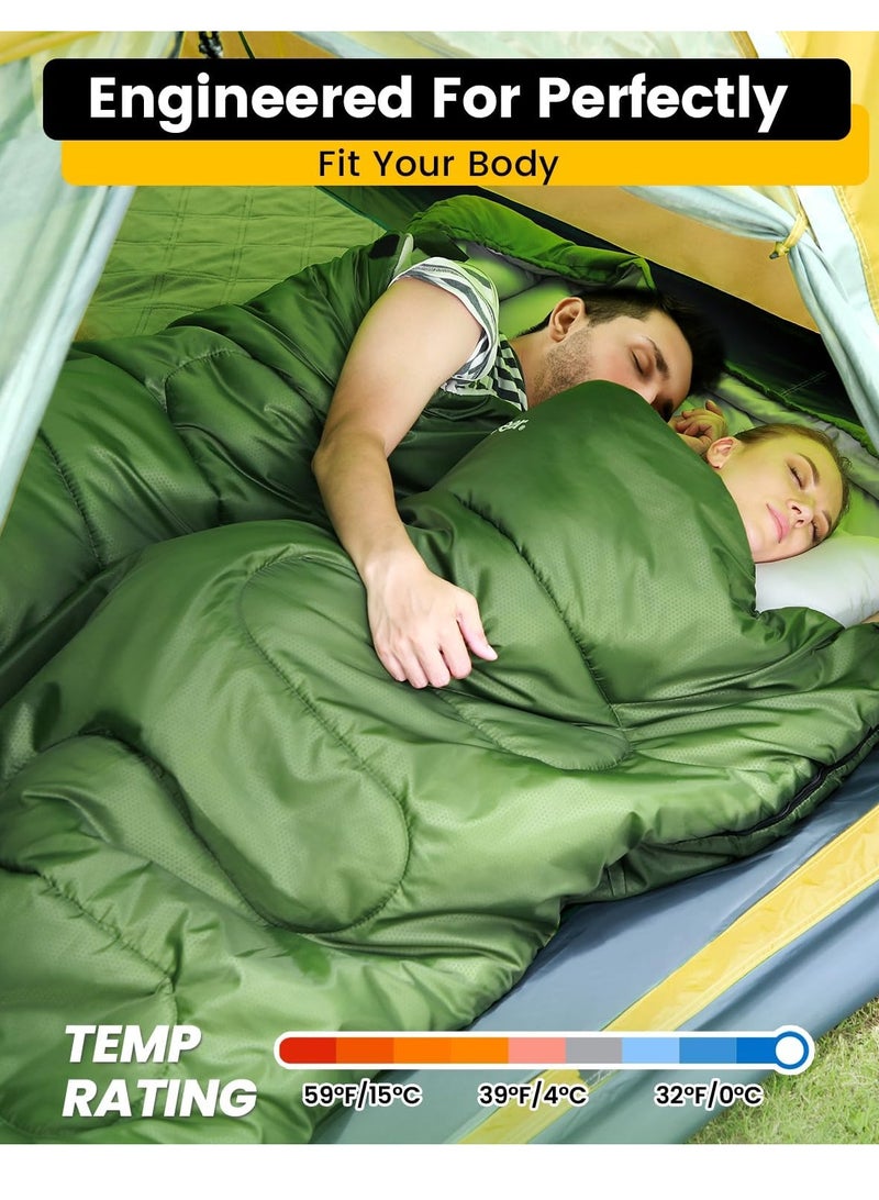 Generic Double Sleeping Bag for Adults with 2 Pillows Queen Size Two Person Sleeping Bag for All Season 2 Person Sleeping Bags for Cold Weather Camping Hiking Backpacking 220*150cm - Image 5