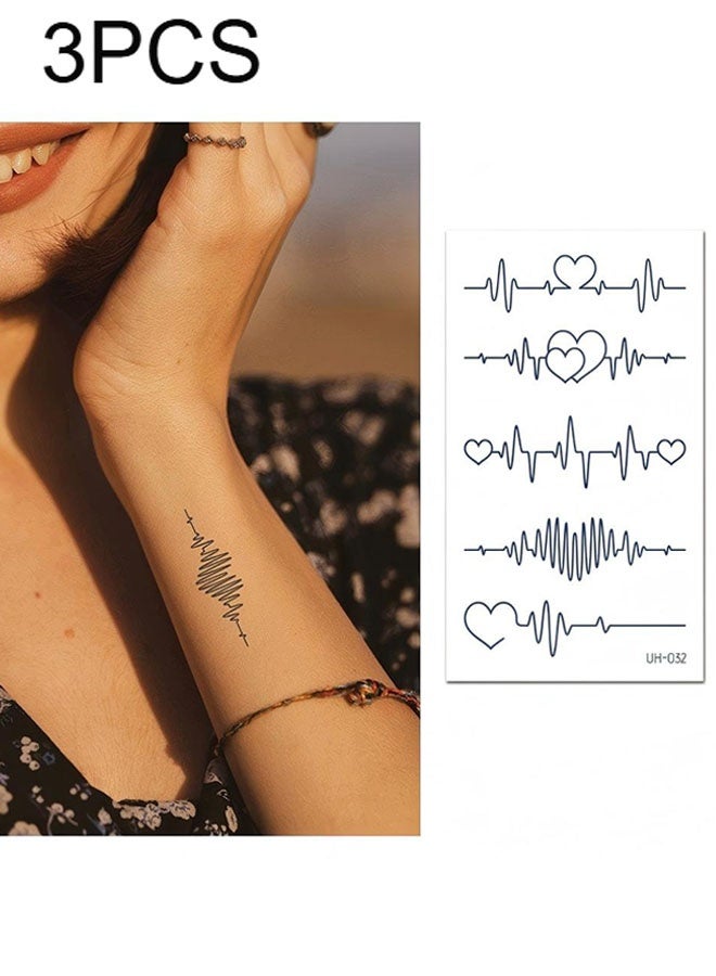 Happy D 3-Piece Temporary Tattoo Sticker Set Black - Image 1
