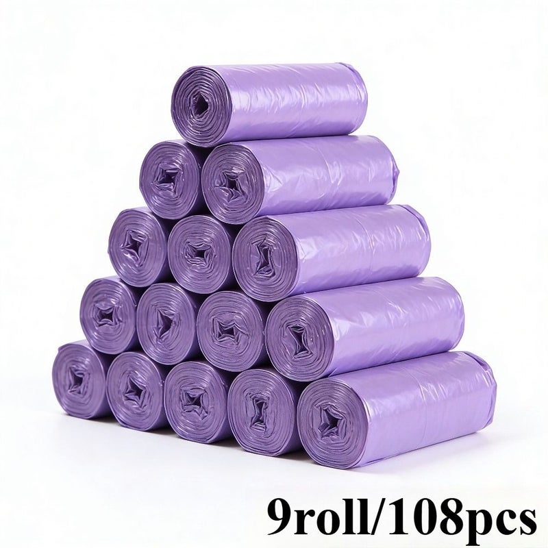 9 Rolls of 108 Pieces Purple Leakproof Trash Bags for Home Kitchen Office Bathroom Outdoor Cleaning Disposable Plastic Garbage Bags - Image 4