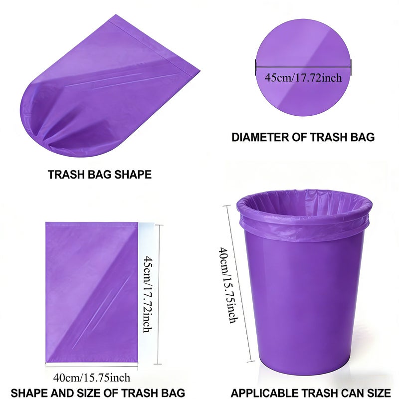 9 Rolls of 108 Pieces Purple Leakproof Trash Bags for Home Kitchen Office Bathroom Outdoor Cleaning Disposable Plastic Garbage Bags - Image 3