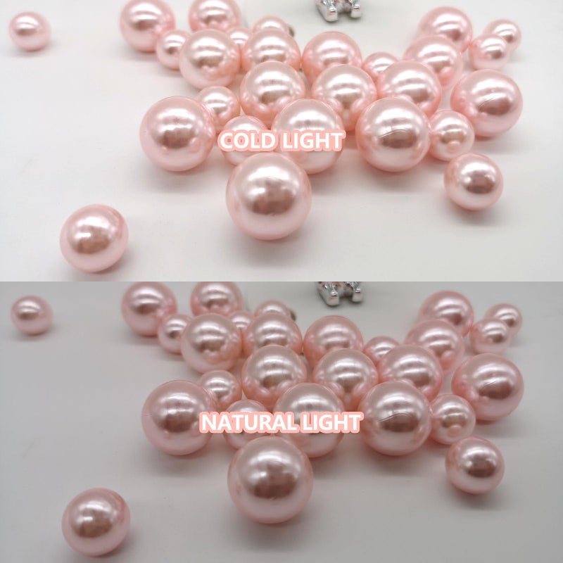 ZEBMOON 200PCS Light Pink Faux Pearls Beads for Centerpiece Vases, Vase Filler Faux Pearls, No Holes Filler Beads for Party Anniversary Birthday Wedding Table Decor, 10/14/20/30mm - Image 3